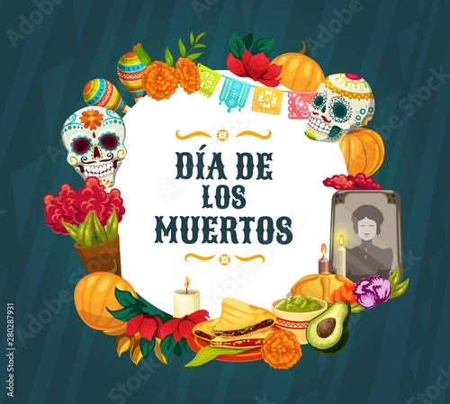 Day of the Dead altar with Mexican sugar skulls