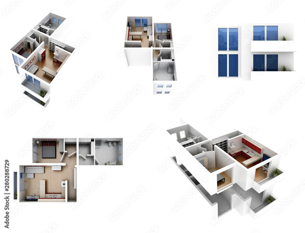 Real estate and apartment project, 3d image