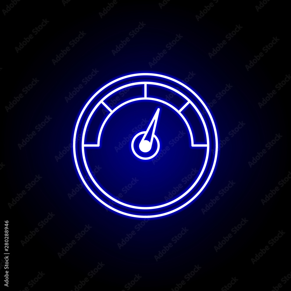 speedometer speed icon in blue neon style.. Elements of time illustration icon. Signs, symbols can be used for web, logo, mobile app, UI, UX speedometer speed icon in blue neon style.. Elements of time illustration icon. Signs, symbols can be used for web, logo, mobile app, UI, UX
