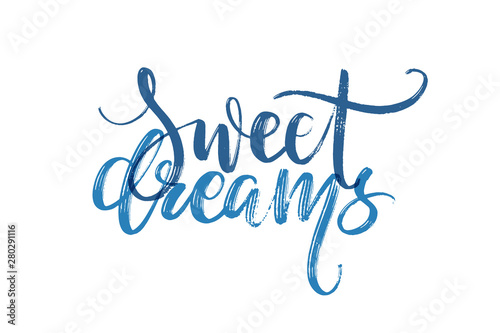 Hand drawn vector lettering. Sweet dreams words by hand. Isolated vector illustration. Handwritten modern calligraphy.