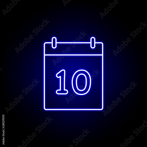 calendar clock number icon in blue neon style.. Elements of time illustration icon. Signs, symbols can be used for web, logo, mobile app, UI, UX
