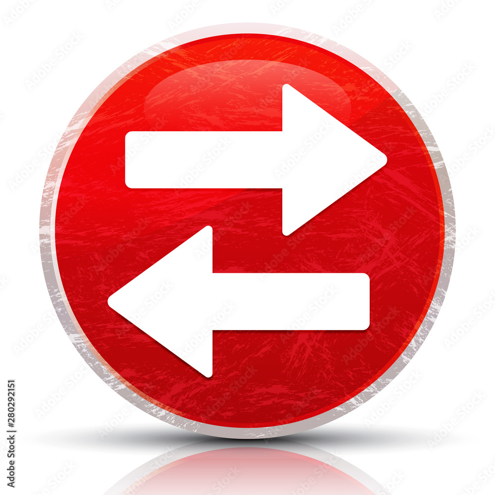 Transfer arrow icon metallic grunge abstract red round button vector illustration Transfer arrow icon metallic grunge abstract red round button vector illustration