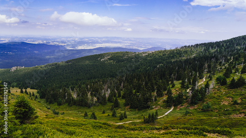 On the trail in Giant Mountains (Karkonosze), Polish - Czech Republic border. European Union. 