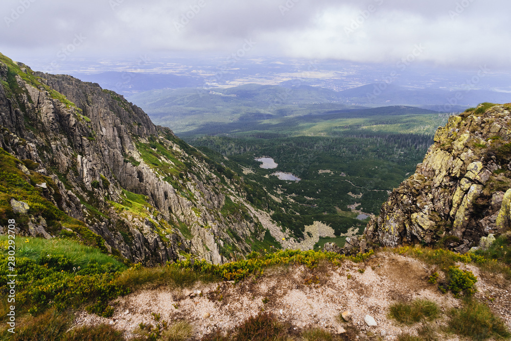 On the trail in Giant Mountains (Karkonosze), Polish - Czech Republic border. European Union. 