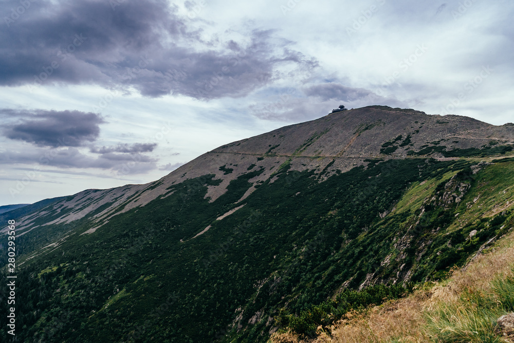 On the trail in Giant Mountains (Karkonosze), Polish - Czech Republic border. European Union. 