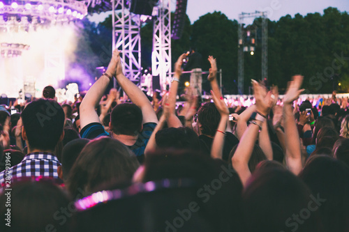 A big concert crowd having fun in front of the stage. © Roman Rvachov