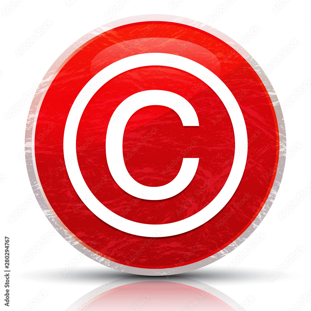 Copyright symbol icon metallic grunge abstract red round button vector illustration Copyright symbol icon metallic grunge abstract red round button vector illustration