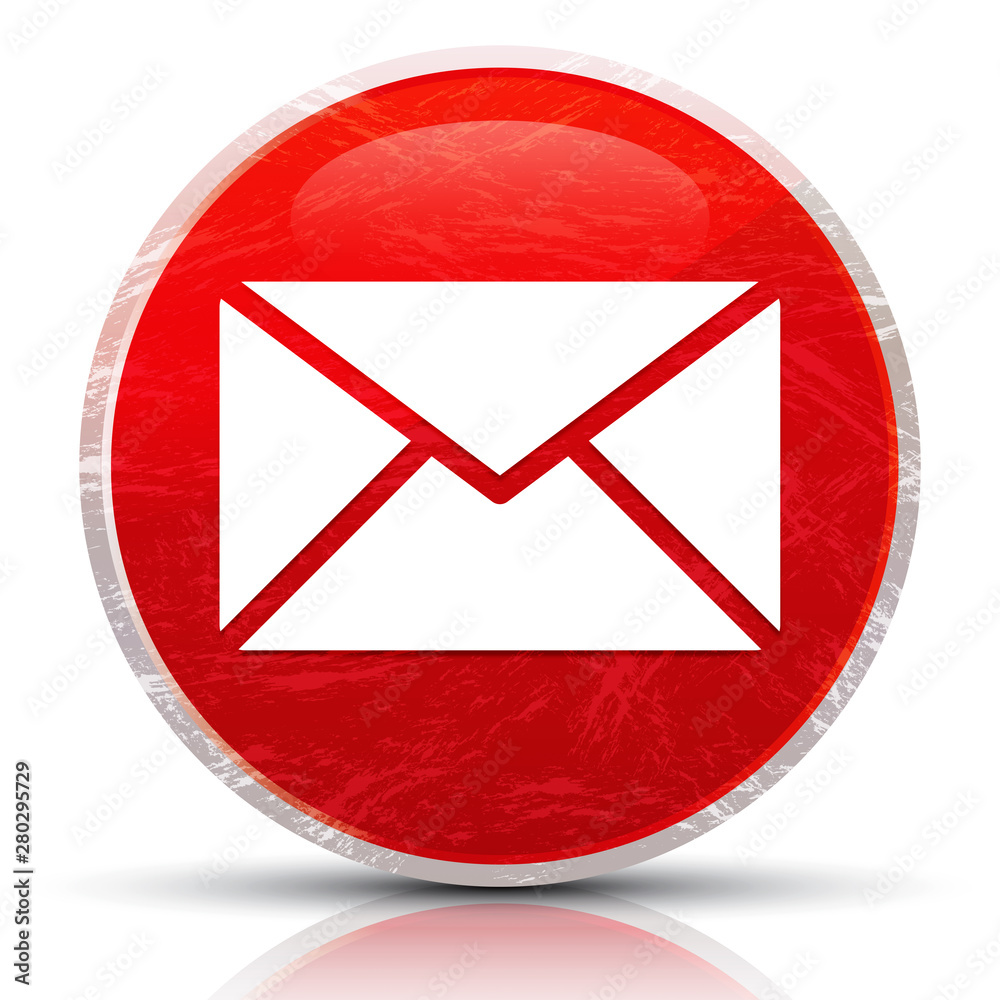 Email icon metallic grunge abstract red round button vector illustration Email icon metallic grunge abstract red round button vector illustration