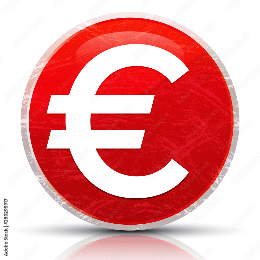 Obraz premium Euro sign icon metallic grunge abstract red round button vector illustration