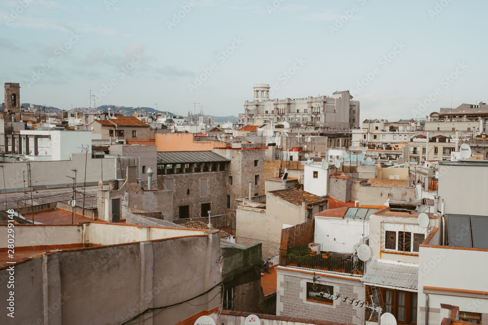 view of rooftops in  Barcelona, Spain