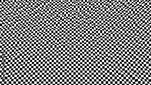 Black and white hallucination. Optical illusion. Twisted illustration. Abstract futuristic background of squares. Vector perspective grid.