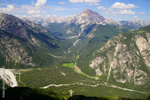 Jagged mountain and deep valley of the Monte piana photo