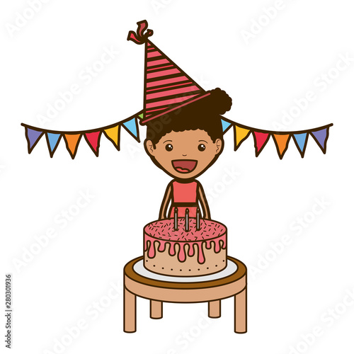 girl with party hat in birthday celebration