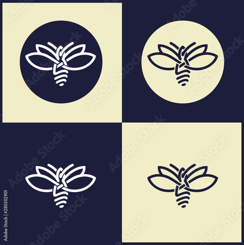 Firefly as fluorescent lamp, firefly icon, vector logo design concept.