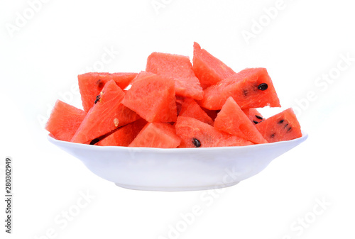 Sliced of watermelon isolated on white background