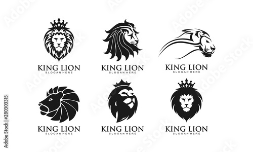 Lion set template logo