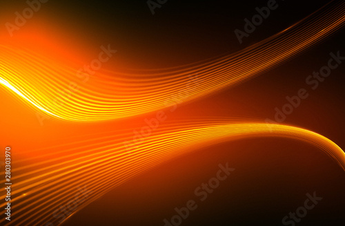 Beautiful light flares. Glowing streaks on dark background. .Luminous abstract sparkling lined background. light effect wallpaper. .Sci fi technology. Sequins backdrop. New gala. .