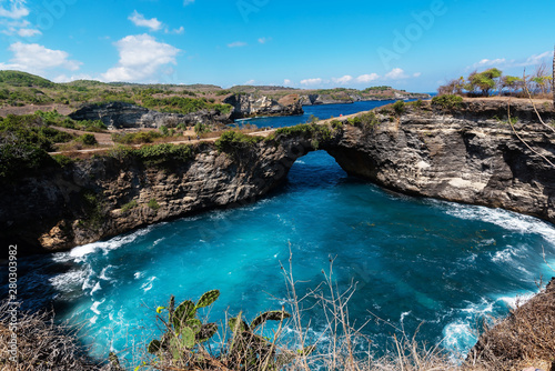 Beautiful tunnel at Broken Beach in Nusa Penida, Bali, Indonesia