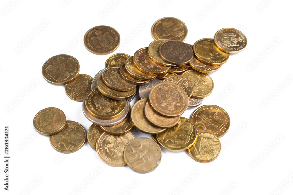 Coins isolated on white background.Copy space Coins isolated on white background.Copy space