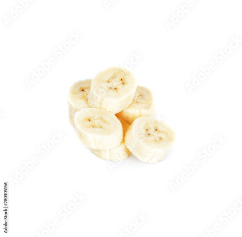 slice banana isolated on white backgound