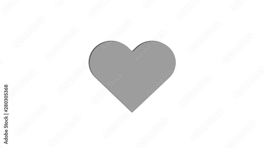 3D Grey Heart Simple Love Vector Illustration Design