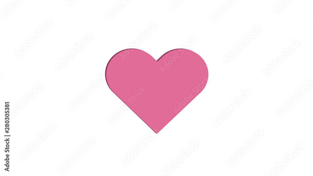 3D Pink Heart Simple Love Vector Illustration Design