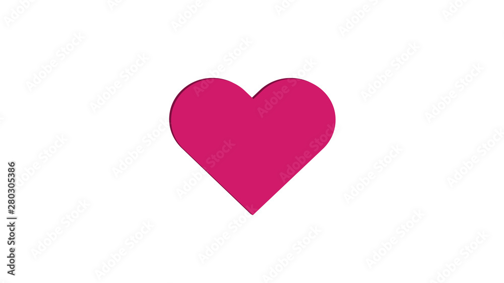3D Purple Heart Simple Love Vector Illustration Design