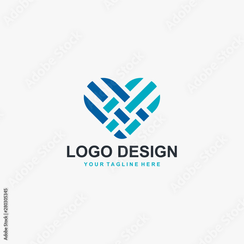 Love logo design, romance abstract icon illustration - Vector