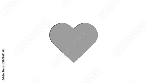3D Grey Heart Simple Love Vector Illustration Design