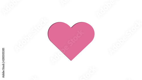 3D Pink Heart Simple Love Vector Illustration Design