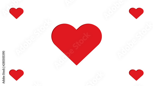 3D Red Heart Hearts Multiple Four Simple Love Vector Illustration Design