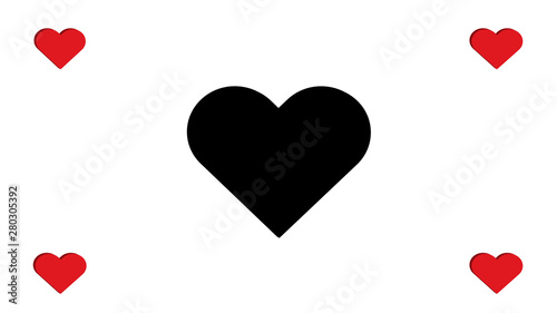 3D Red and Black Heart Hearts Multiple Four Simple Love Vector Illustration Design