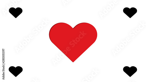 3D Black and Red Heart Hearts Multiple Four Simple Love Vector Illustration Design