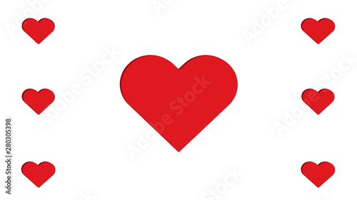 3D Red Heart Hearts Multiple Seven Simple Love Vector Illustration Design