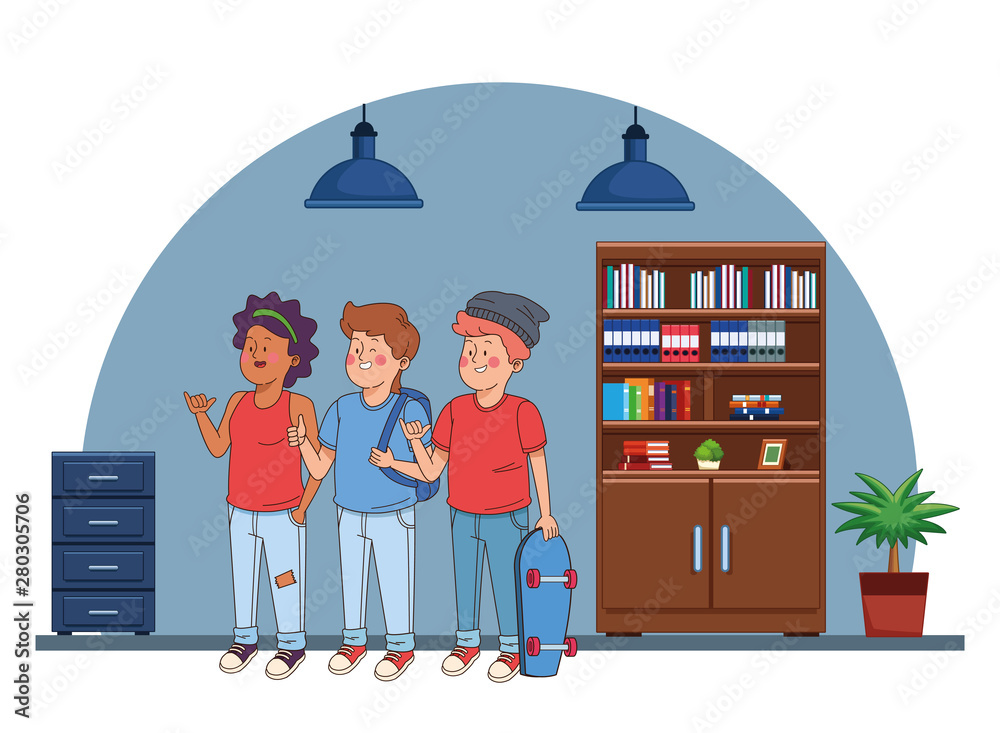 Teenagers friends smiling and greeting Teenagers friends smiling and greeting