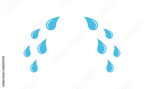 Blue cry tears icon. Cartoon drops from eyes