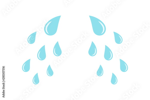 Cartoon cry tears. Droplets or teardrops icons