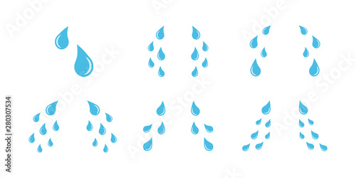 Cartoon cry tears icon set. Tear drops symbols