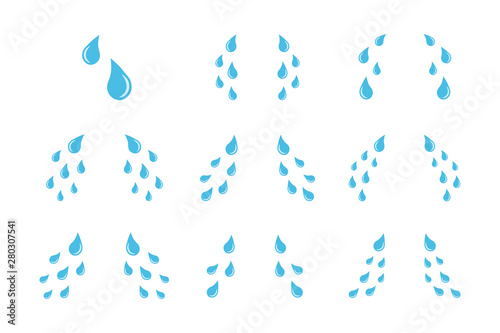 Tear drops set. Eyes crying design illustration