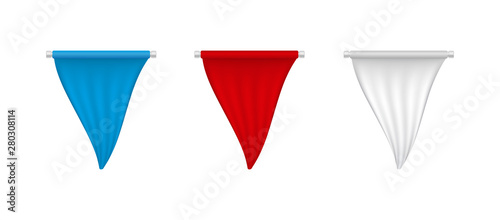 Vertical white, red, blue blank pennant set.
