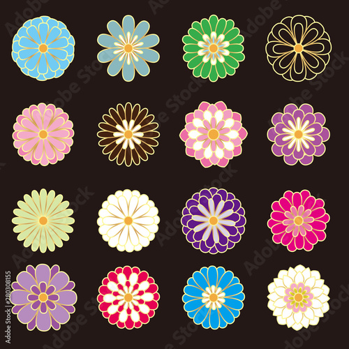 和風の菊の花のパーツ