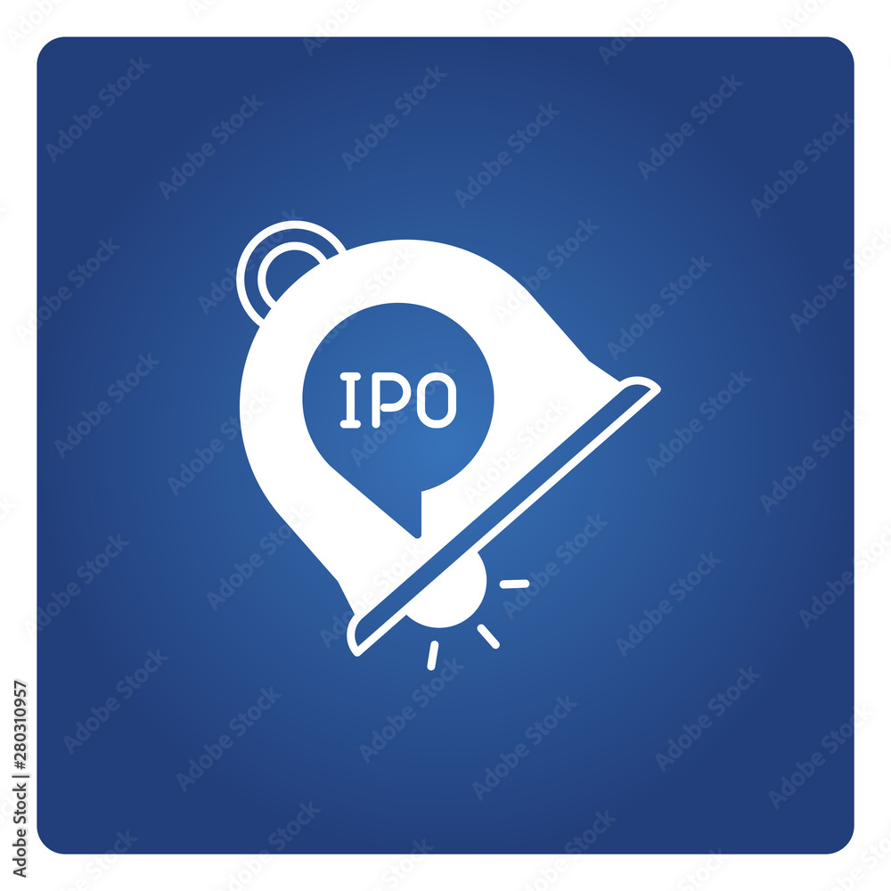 bell icon for ipo or initial public offering icon blue background bell icon for ipo or initial public offering icon blue background