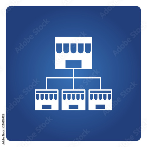 shop diagram icon for franchise business model icon blue background