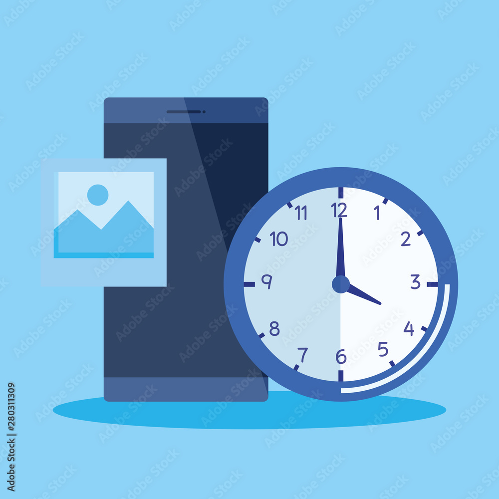 smartphone technology report with clock and photo smartphone technology report with clock and photo