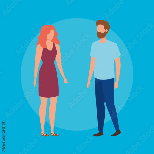 Wallpaper Mural fashion man and woman with hairstyle and casual clothes Torontodigital.ca