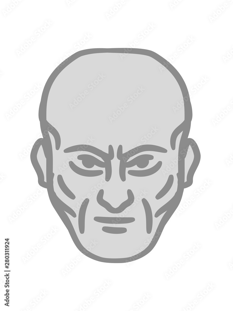 kopf gesicht böse kerl cool wütend stark muskeln bodybuilder clipart design comic cartoon