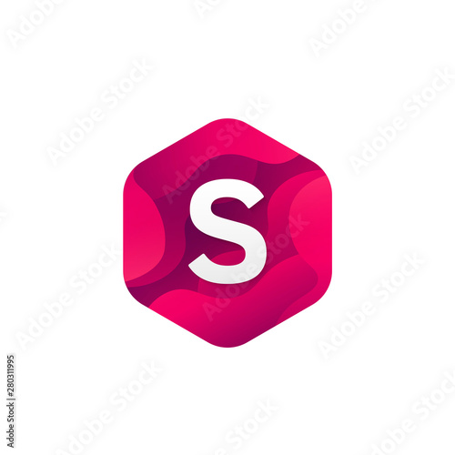 Trendy isolated S letter logo company sign hexagon shape icon vector design.