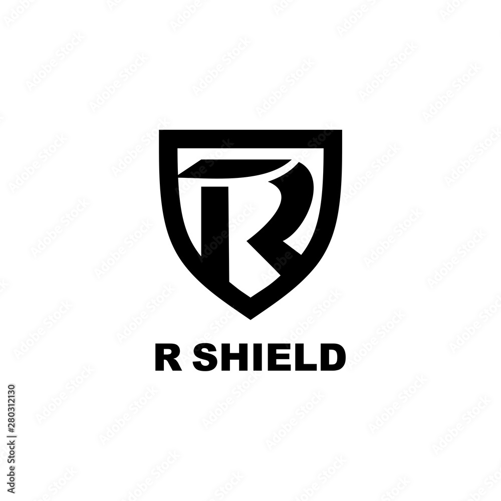 R shield initial emblem logo design R shield initial emblem logo design