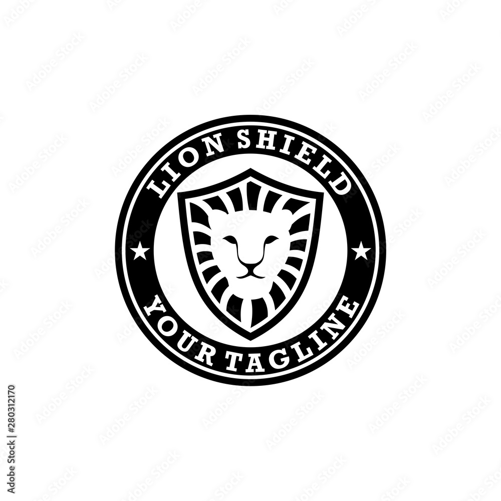 lion head shield emblem circle logo design lion head shield emblem circle logo design