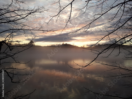Framed Sunset Over Water